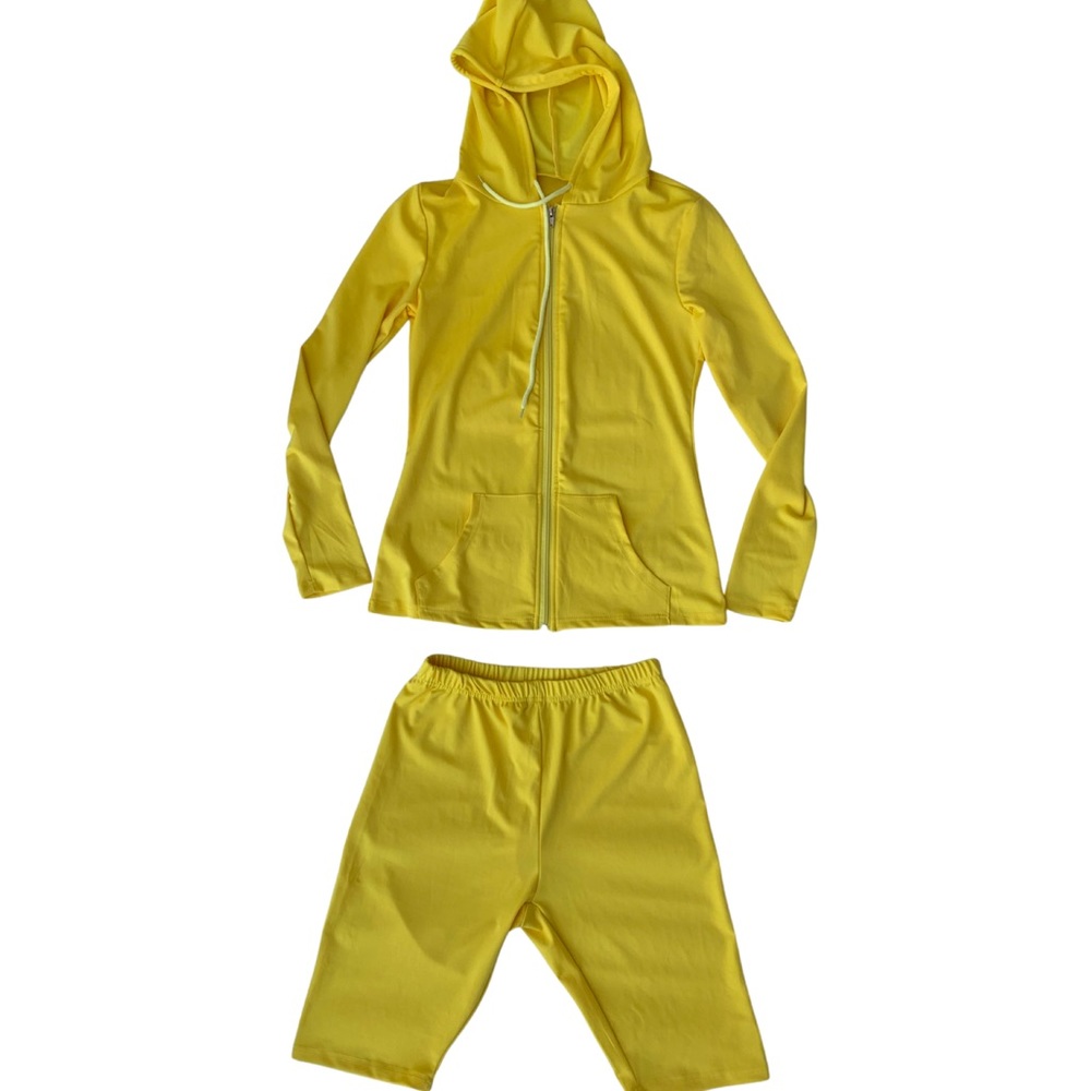 Yellow tracksuit short legging set size S